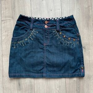 HUE Embroidered Mini Skirt - Dark Blue